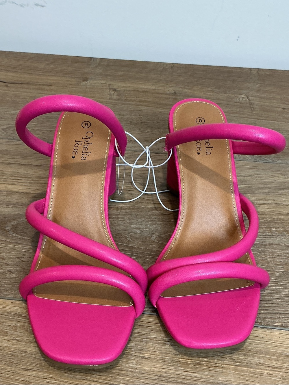Ophelia Roe Hot Pink Triple-Strap Round Heeled Sandals, NEW, SIZE 8